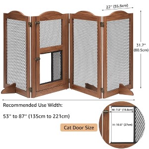 unipaws Pet Gate with Cat Door – Freestanding Metal Mesh Barrier for Dogs & Cats - 1 of 1