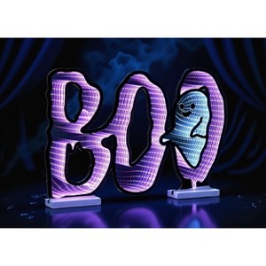 LED BOO with Ghost Light – Acrylic Halloween Accent 16"H – Tabletop Decor By Melrose - 1 of 3