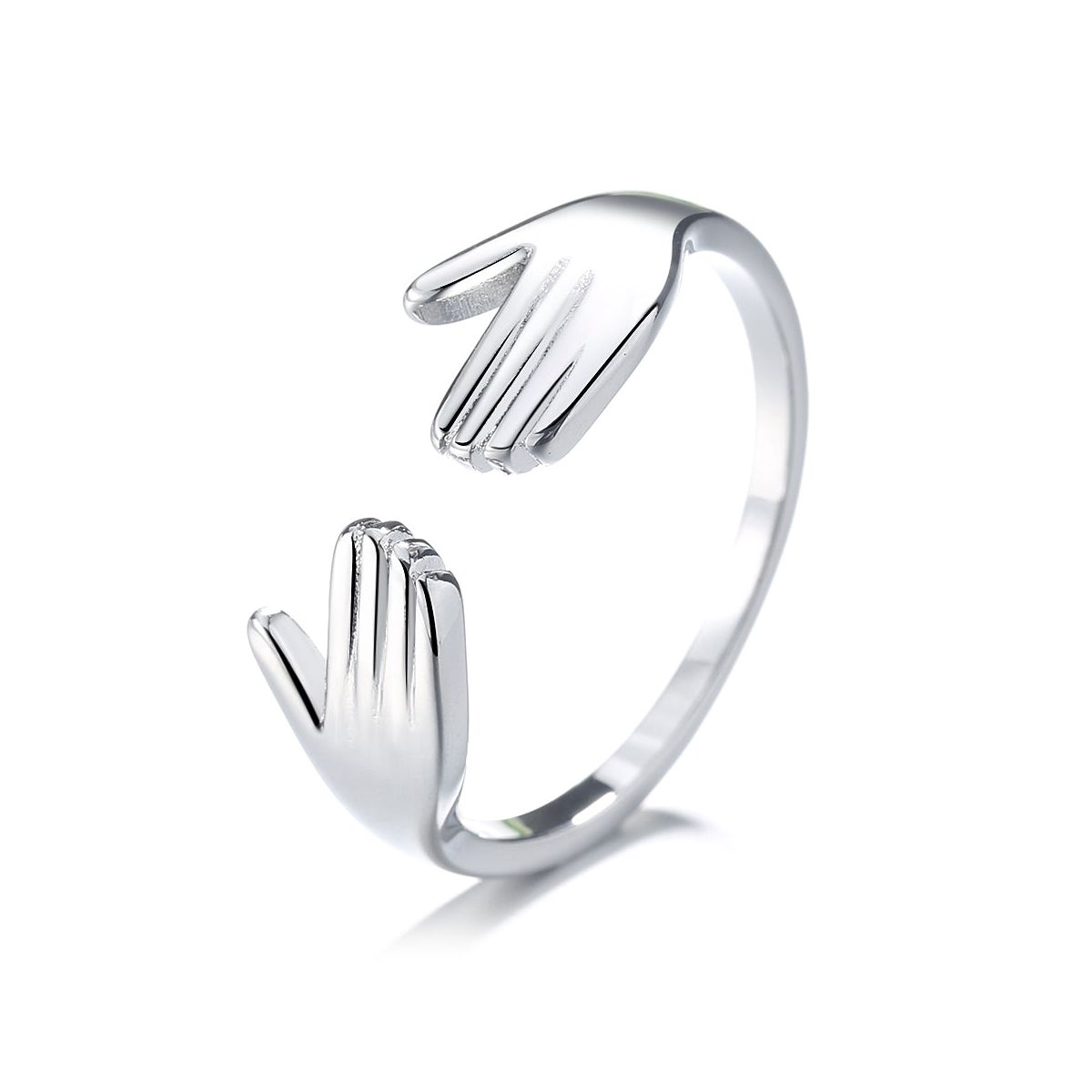 Sterling Silver Hugging Hands Adjustable Ring