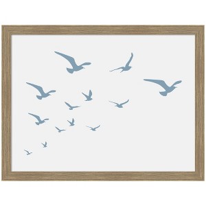 Kate and Laurel Seagulls White Background by Jolly and Dash Framed Wall Art Print, 26 x 20, Woodgrain Stripe Mocha - 1 of 4