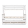 TiramisuBest Full-Over-Full Bunk Bed with Twin size Trundle,Storage and Desk,White - 4 of 4