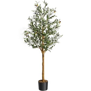Artificial Olive Tree, Faux Silk Plant with Realistic Fruit, Potted Indoor Decorative Tree for Home Office - 1 of 4