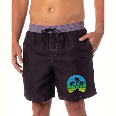 INTIMO Men's Tropical Swimming Trunks Pool Waterpark Board Shorts Mesh Netting Elastic Waistband (Large) Black — фото 2