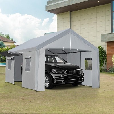 Carport 10×20 FT Heavy Duty Car Canopy with Ventilated Windows, Removable Sidewalls & Roll-up Doors
