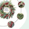 Wreath Front Door 20 Red Berries Artificial Leaves Wreath with Hello Winter Sign Winter Decor Farmhouse Home Outdoor Indoor - 2 of 4