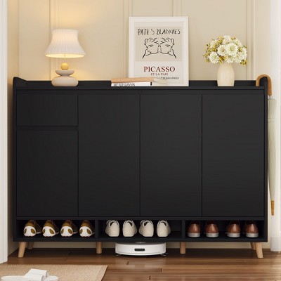 LOVMOR Sleek and Contemporary Shoe Cabinet with Adjustable Shelves