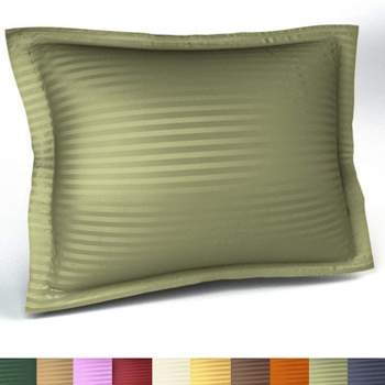 Shopbedding | Sage Pillow Sham King Size Decorative Striped Pillow Case with Envelope Closer, Green Solid Tailored Pillow Cover