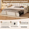 KTMBDW Twin Size Upholstered Daybed with Adjustable Height Pop Up Trundle Twin Bed, Day Bed Frame with 2 Side Pockets, No Box-Spring Needed - 3 of 4