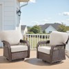 Buenhomino Outdoor Patio Wicker Swivel Rocking Chairs Set of 2, Beige Cushions - 2 of 4