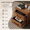 Tangkula Set of 2 Drawer Nightstand Bedside Table Compact Sofa End Table Rustic Walnut - 2 of 4