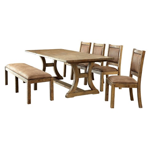 Pine bench best sale dining set