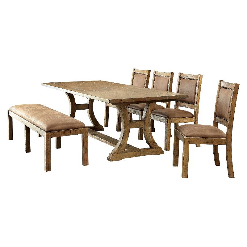 6pc Tomasina Solid Pine Wood Dining Set Light Oak - HOMES: Inside + Out, 1 of 11