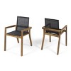 Outdoor Patio Dining Chair Set of 2,Armrest Dining Chair with Mesh Seating and Acacia Wood Legs for Garden,Poolside-Tanpinhause - 3 of 4