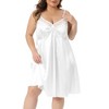 Women's Plus Size Lingerie Satin V-Neck Sleeveless Chemise Lace Trim Nightgowns - Agnes Orinda - 2 of 4