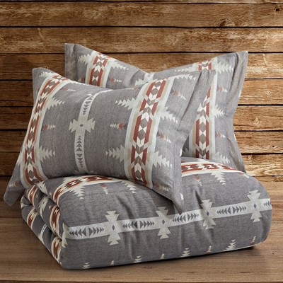 Grey Cotton Twin/Twin XL Geometric Duvet Cover Set