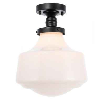 Elegant Lighting Lyle 1 light Black and frosted white glass Flush mount