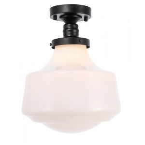 Elegant Lighting Lyle 1 light Black and frosted white glass Flush mount - 1 of 4