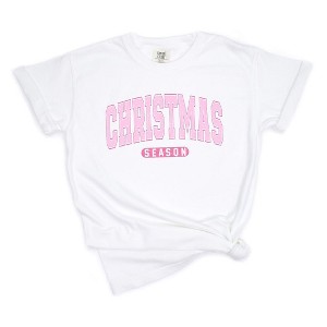 Simply Sage Market Women's Pink Christmas Season Short Sleeve Garment Dyed Tee - 1 of 2