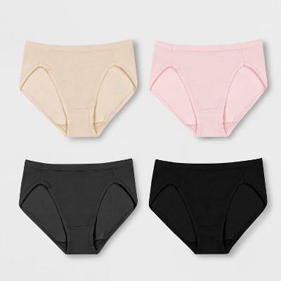 Hanes Premium Women's 4pk Bikini Underwear Briefs - Beige/Pink/Black L