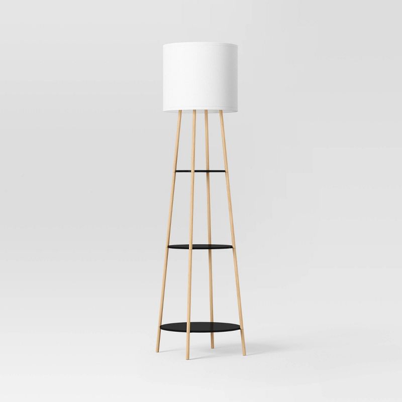 Shelf Floor Lamp Black/Natural - Threshold™, 1 of 11
