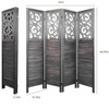 MAYEERTY Freestanding Room Dividers, 6FT Carved Wood Folding Privacy Screens, Rustic Brown - 4 of 4