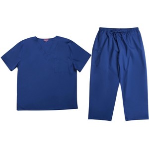 Tropi Mens Scrub Sets - Four Pocket Medical Scrubs Uniform (V-Neck with Cargo Pant) - 1 of 3