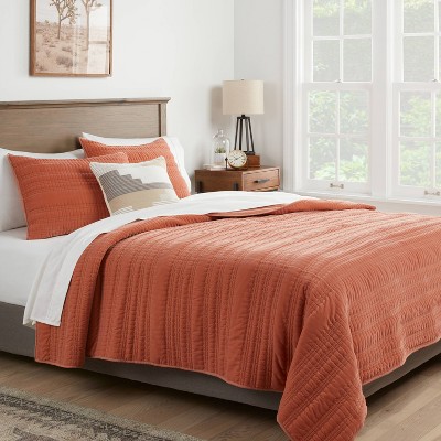 Full/Queen Lofty Velvet Quilt Terracotta/Bronze - Threshold™: OEKO-TEX Certified, Machine Washable, All Ages