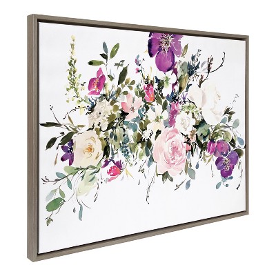 Sylvie 13 Ink Wash Floral Framed Canvas by Emma Daisy Gray - Kate & Laurel All Things Decor