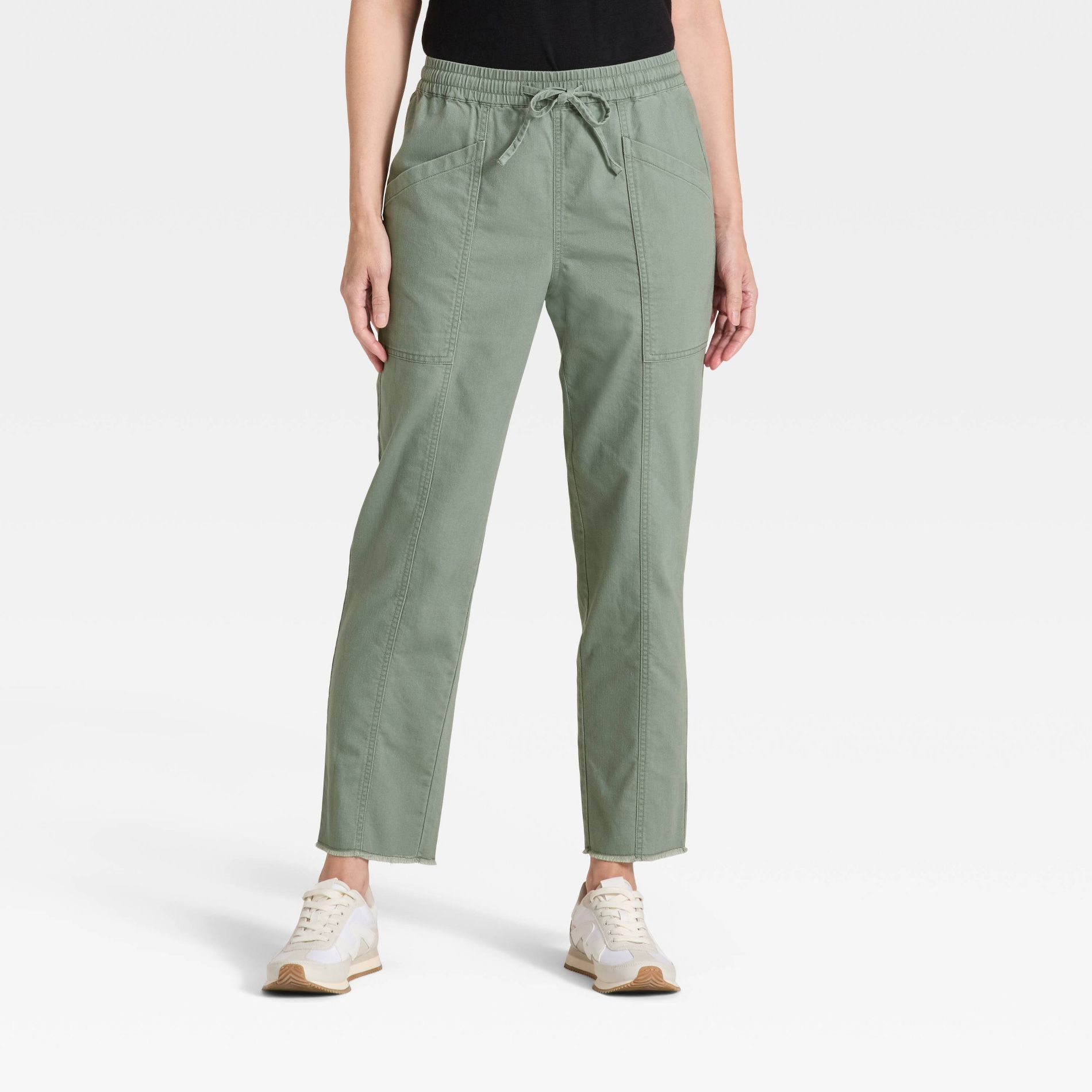 Women's Mid-Rise Tie-Waist Pull-On Pants - Universal Thread™ Green M