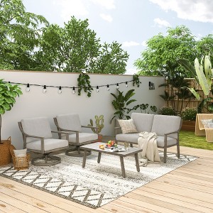 HAPPATIO 4-Piece Outdoor Patio Furniture Set , Aluminum Outdoor Conversation Set Perfect for Porch, Deck, Garden - 1 of 4