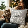 Grey Christmas Throw Pillow Covers 18" x 18", Set of 4 Christmas Home Decor, Merry Xmas - 4 of 4