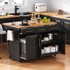 Bella Depot 59.3" Kitchen Island with Rubber Wood Drop Leaf, Rolling Kitchen Island with Trash Can Storage, Power Outlet, Spice & Towel Rack - 2 of 4