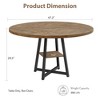 47" Round Dining Table for 4 - Modern Farmhouse Kitchen Table with Metal Legs, Circle Wood Dinner Table for Dining Room, Kitchen, Living Room - 2 of 4