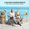 2-Person Foldable Wood Outdoor Bench with Backrest and Armrests for Garden, Porch, Park, Balcony - 4 of 4