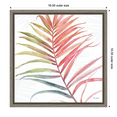 Tropical Blush Coral and Green Framed Canvas Wall Art