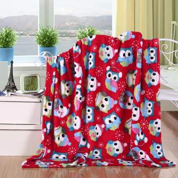 Plazatex Holiday "Owl" Design Micro Plush Throw Blanket - (50"x60") in Multicolor