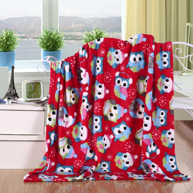 Plazatex Holiday "Owl" Design Micro Plush Throw Blanket - (50"x60") in Multicolor, 1 of 4