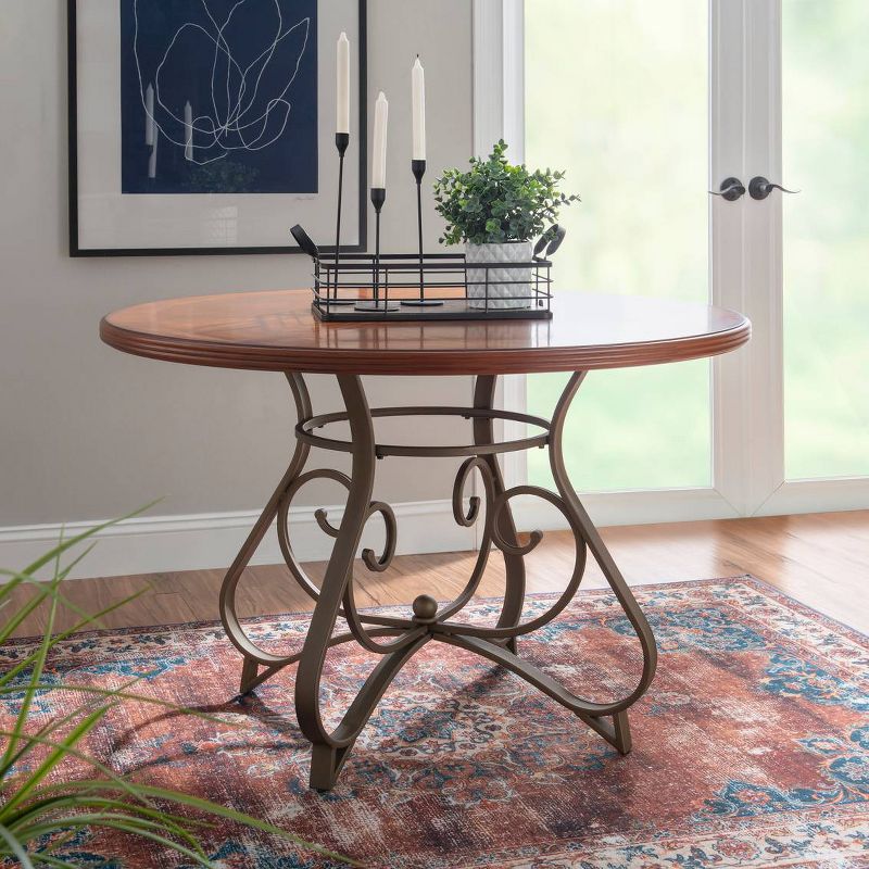 Carter Round Dining Table Metal/Cherry - Powell, 3 of 12