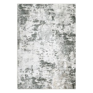 Modern Washable Area Rug - Neutral Abstract Design, Non-Slip Backing, Stain-Resistant Low Pile for Living Room, Bedroom & Office - 1 of 4