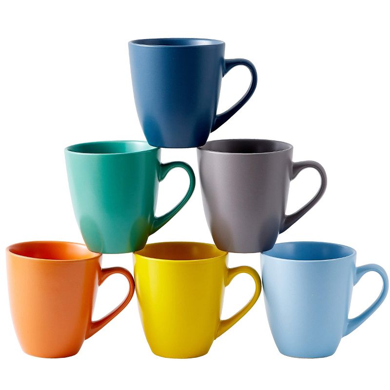 Bruntmor 16 Oz Coffee Mugs , Large Size Ceramic espresso cups, Set of 6, Multicolor Pastel, 3 of 9