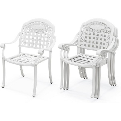 Tangkula 4 Pieces Cast aluminum patio chair bistro dining chair outdoor cast aluminum chair