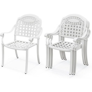 Tangkula 4 Pieces Cast aluminum patio chair bistro dining chair outdoor cast aluminum chair - 1 of 4