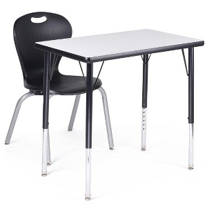 Chair and table Set for Commercial Spaces -  Black Spray Edge Table with adjstable legs 18x30'', ZUUL Seating Classroom Chair 16'' Black - 1 of 4