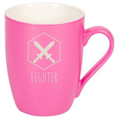 Elanze Designs Fighter Swords 10 Ounce Ceramic Laser-Etched Engraved Drinkware Mug, Metallic Princess Pink