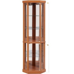 Lighted Corner Curio Cabinet - Elegant Glass Display Case for Living Room & Bar Storage - Perfect for Antique Collections & Wine - 1 of 4
