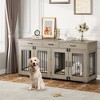 COZONY 71" Dog Crate Furniture for 2 Dogs, Wooden Double Crate with Divider Doors Large Indoor Dog Kennel TV Stand End Table for Large Medium Breeds - 2 of 4