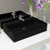 vidaXL Basin with Faucet Hole Ceramic Black 23.8"x16.7"x5.7" - 2 of 4