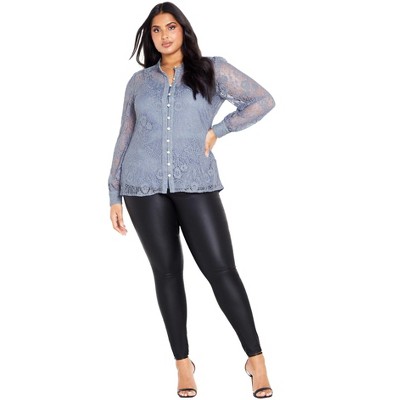 Avenue Women's Plus Size Jade Lace Shirt
