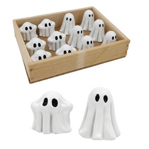 Transpac Mini Garden Ghosts Set of 2 Decorative Figurines for Halloween Indoor Tabletop Decor Easy Care White Resin - 1 of 1