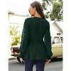 Clearlove Women’s Puff Sleeve Blouse with Peplum Waist V-Neck Ruffle Hem Long Sleeve T-Shirt Flared Cuff Top - 4 of 4
